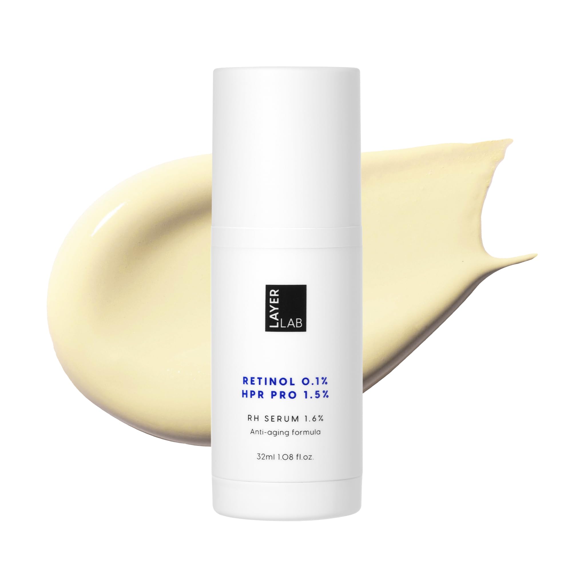 LayerLAB Triple Retinoid Serum bottle closeup for smoother skin appearance