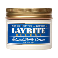 Layrite Natural Matte Cream bottle showing lightweight hold and natural finish.