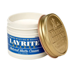 Layrite Natural Matte Cream hair texture demonstrates volume with matte finish.