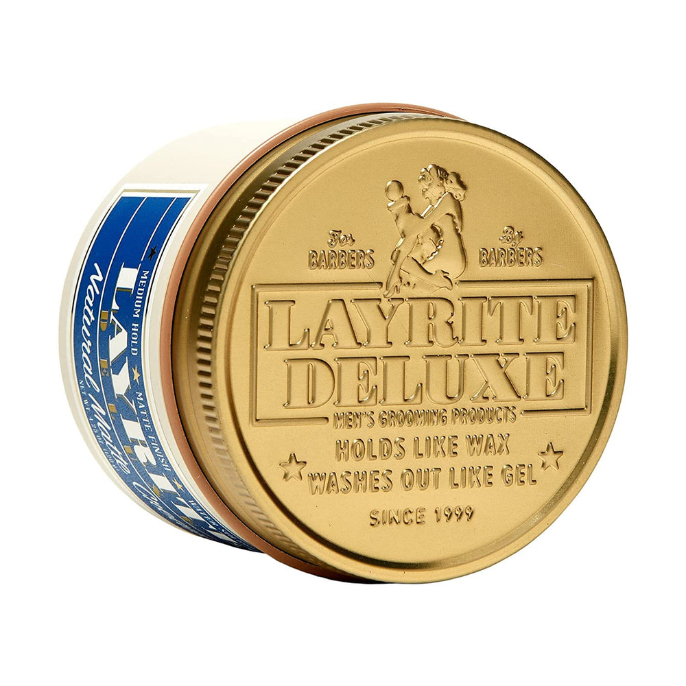 Layrite Natural Matte Cream vanilla scent highlights fresh styling that lasts all day.
