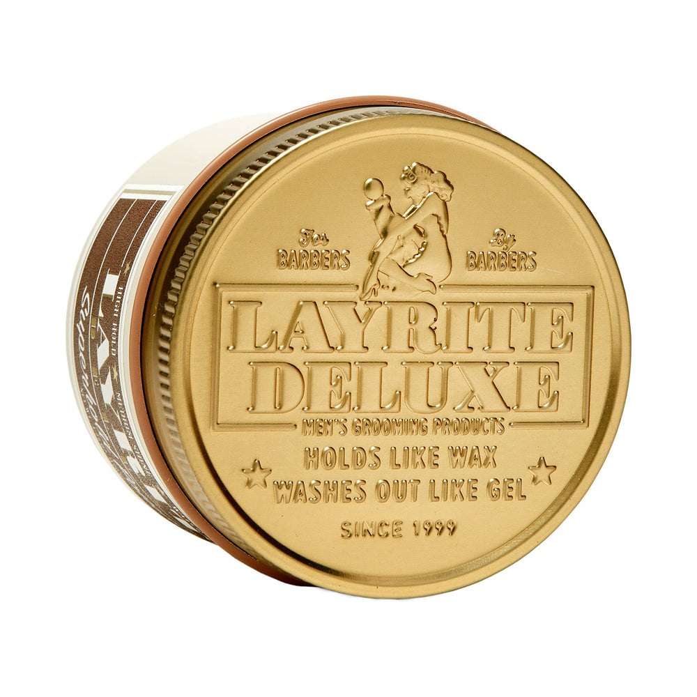 Layrite Superhold Pomade applied in hair showing sculpted volume and control