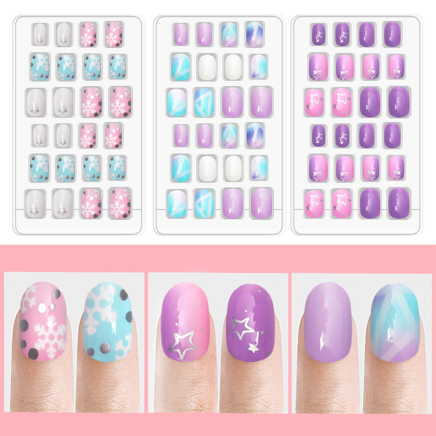 Laza pre-glue full-cover nails closeup with smooth finish.