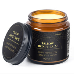 Lazibudgha beef-tallow-face-balm-application shows smooth, deeply moisturizing skin.