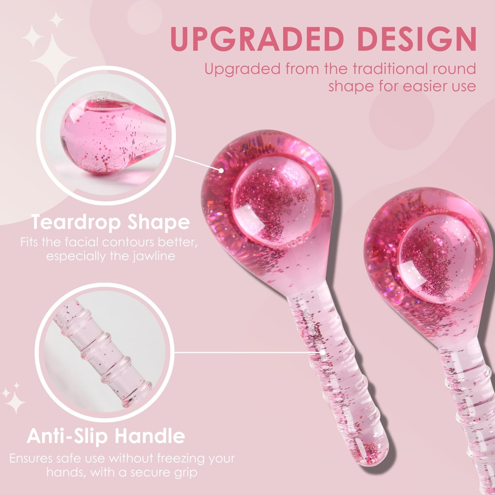 Lazzybeauty Ice Globes anti-slip handle ensures secure comfortable use