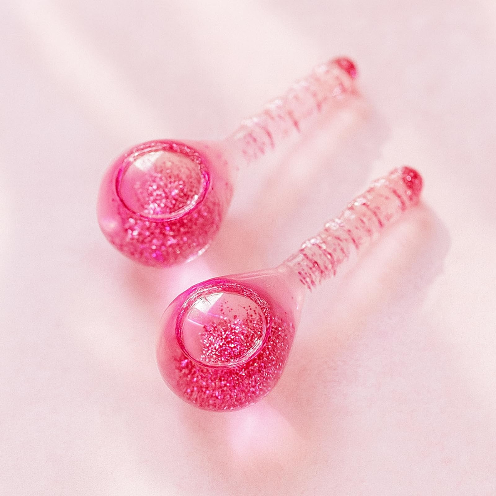 Lazzybeauty Ice Globes glitter pink design enhances vanity appeal