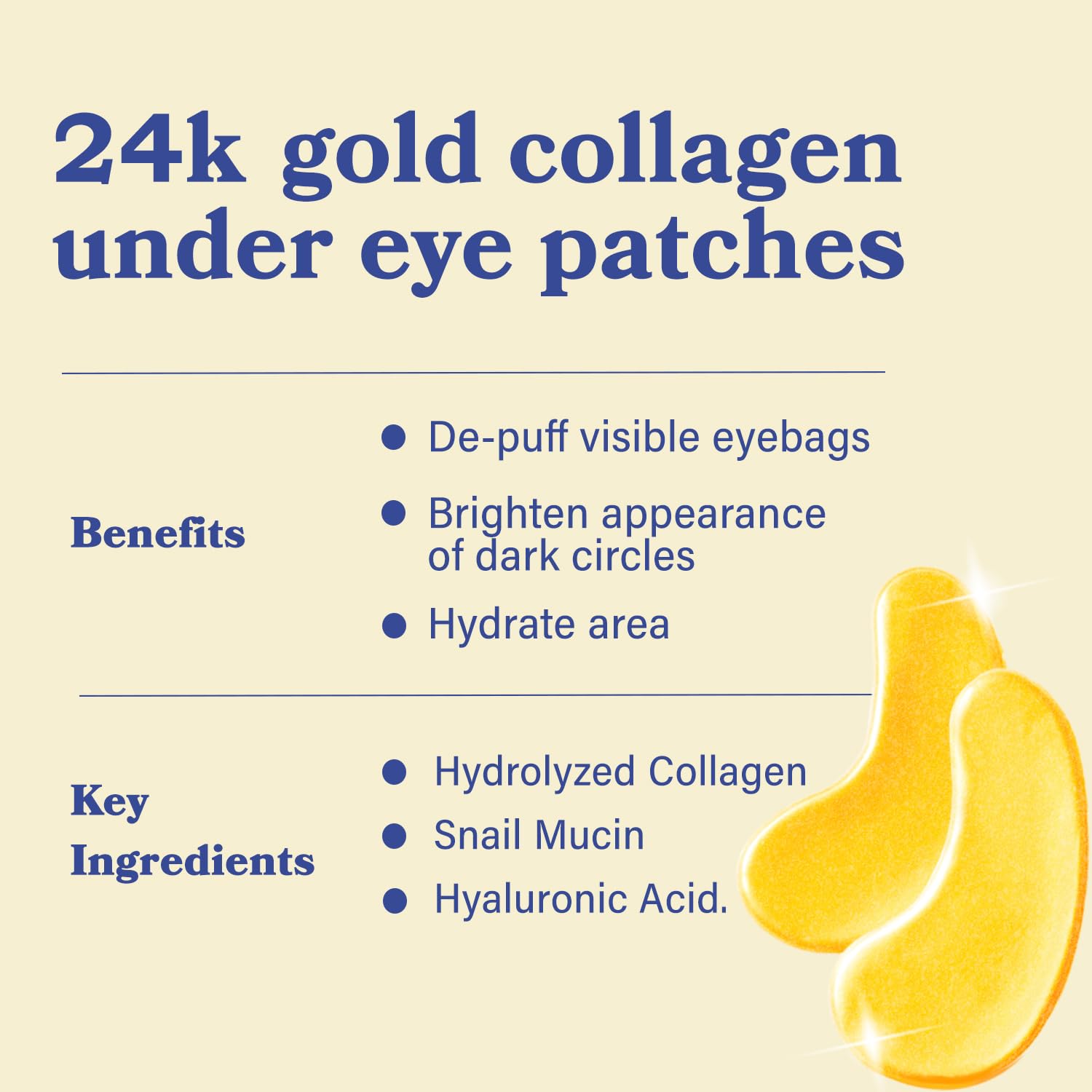 LE GUSHE gold under-eye patches close-up texture shows hydrating gel