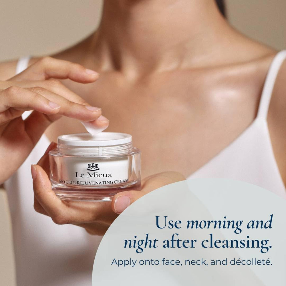 Neck application of Le Mieux Bio Cell Rejuvenating Cream demonstrated
