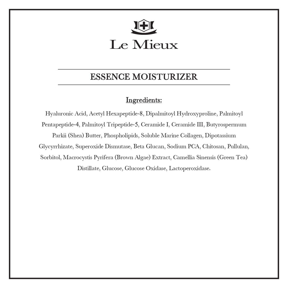 Le Mieux Essence fragrance-free label communicates gentle care for sensitive skin