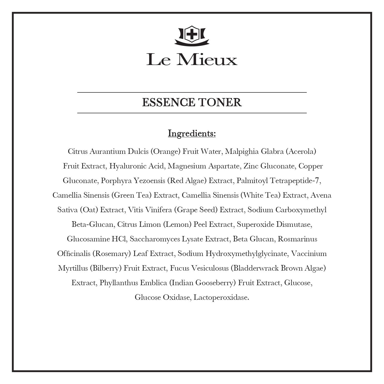 Le Mieux Essence Toner dispensing spray for easy application and hydration.