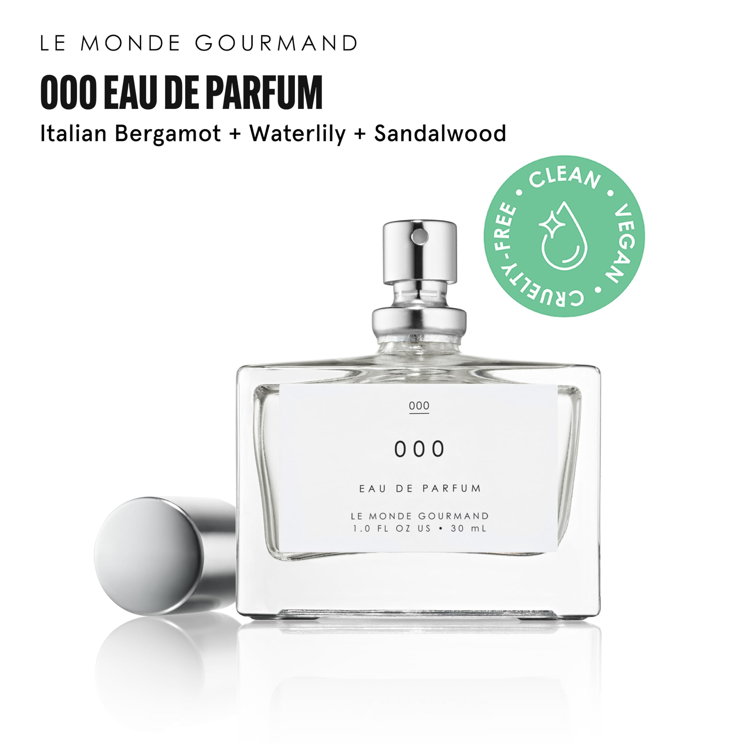 Bottle on floral backdrop to evoke fresh premium fragrance experience.