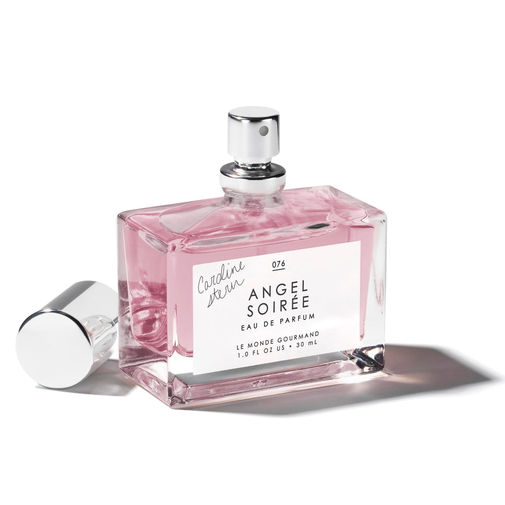 Le Monde Gourmand Angel Soirée label detail highlights note trio.