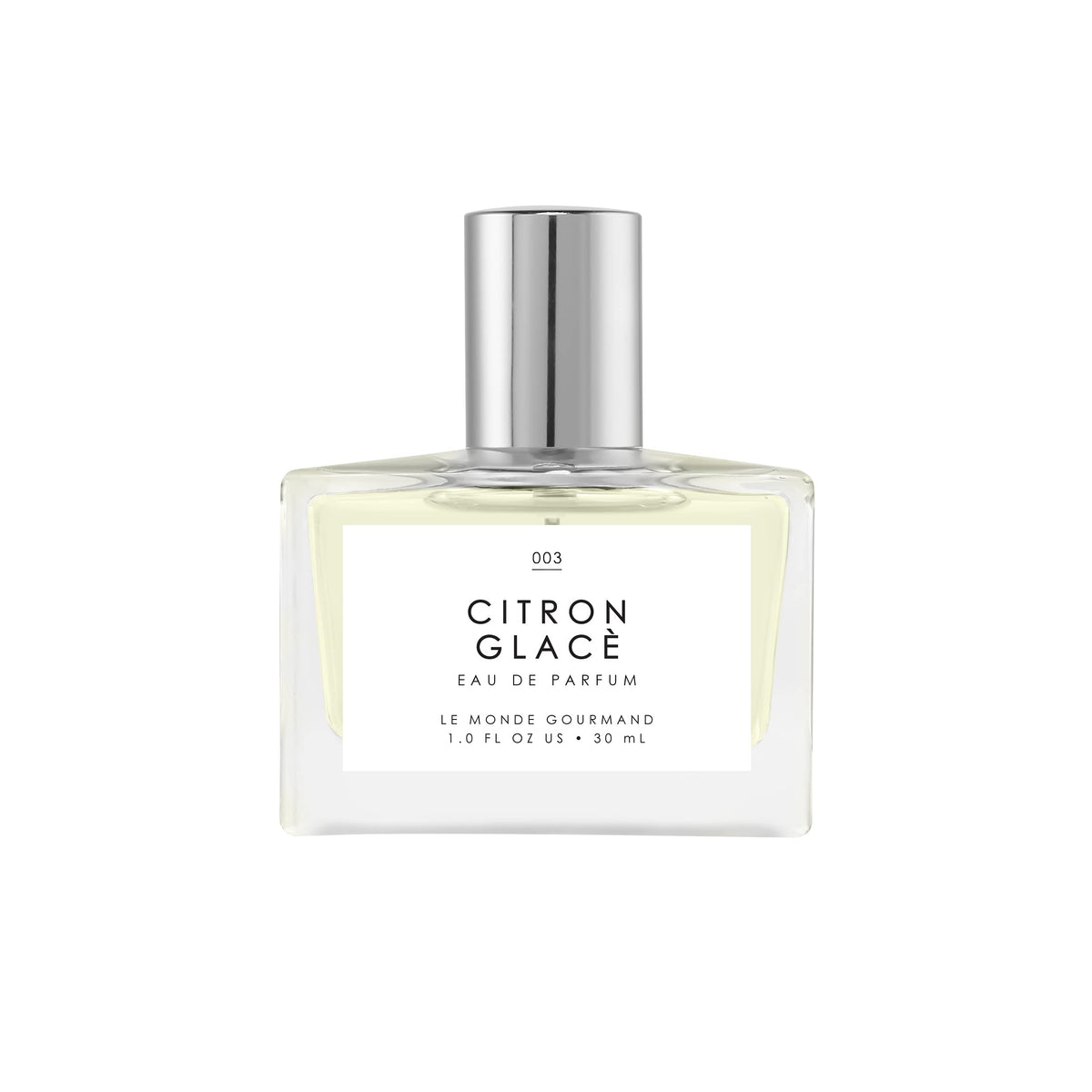 Le Monde Gourmand Citron Glacé bottle front shows a refreshing citrus fragrance for daily wear.