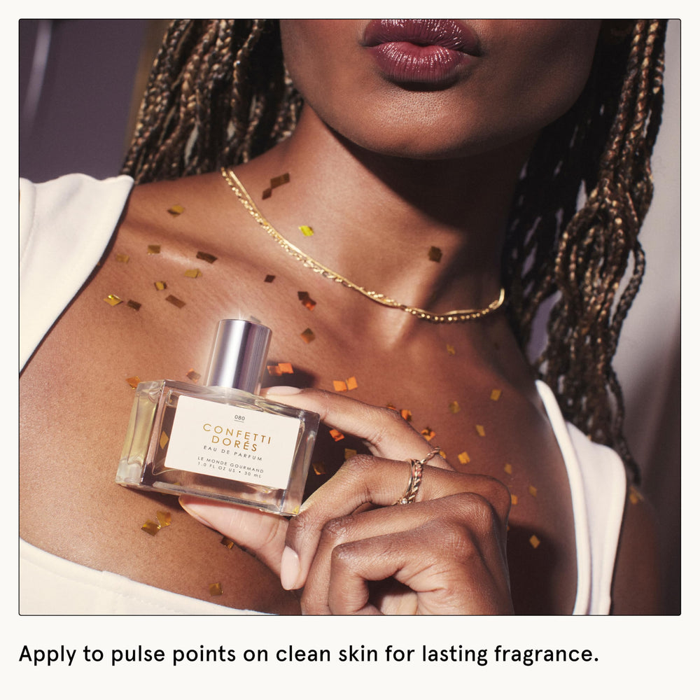 Le Monde Gourmand vanilla cream detail suggests gourmand sweetness and creamy finish.