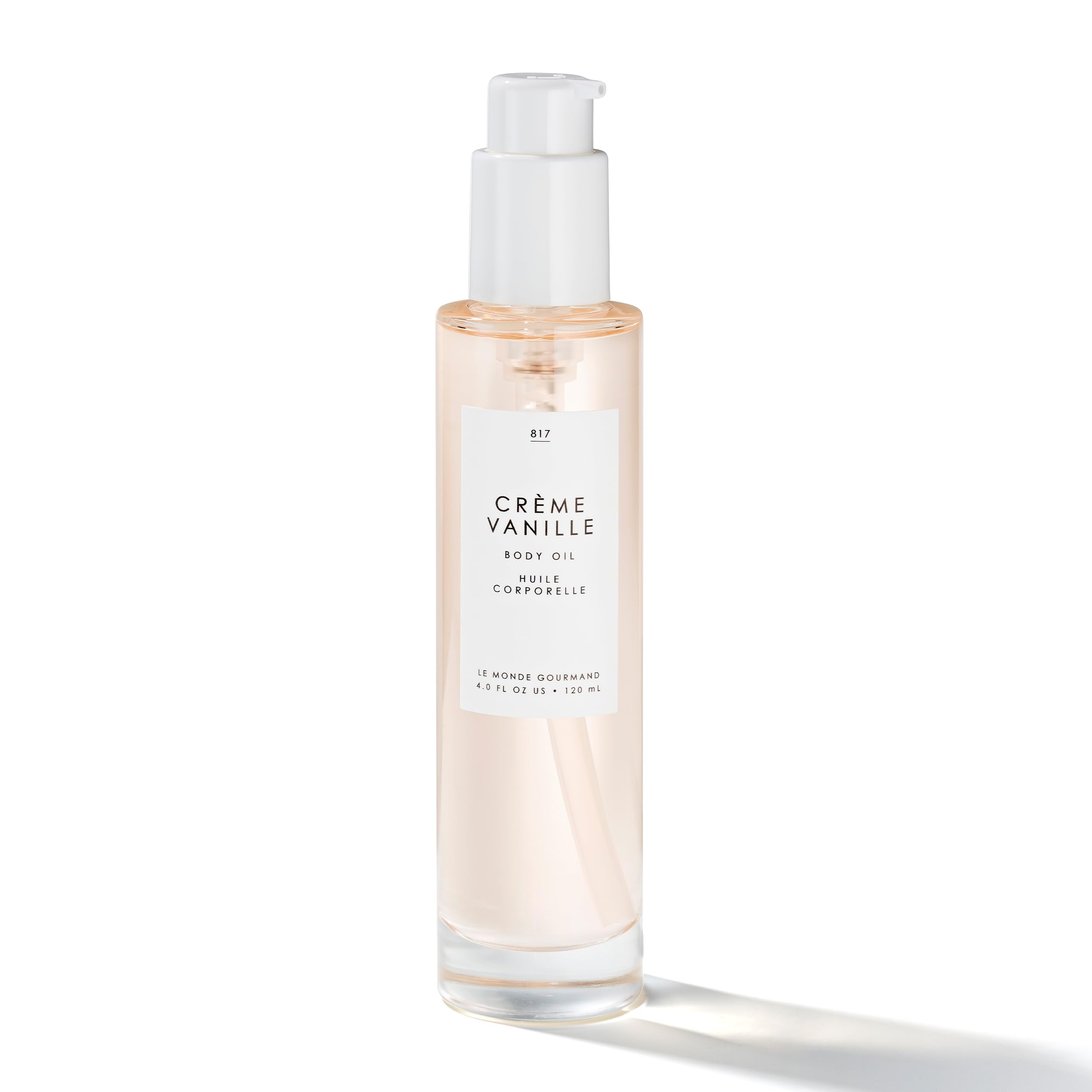 Le Monde Gourmand Crème Vanille Body Oil bottle showing ultra-rich hydration.