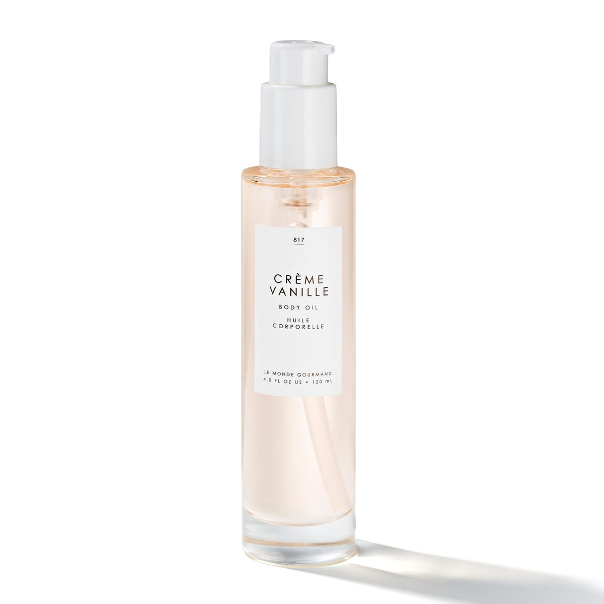 Le Monde Gourmand Crème Vanille Body Oil bottle showing ultra-rich hydration.