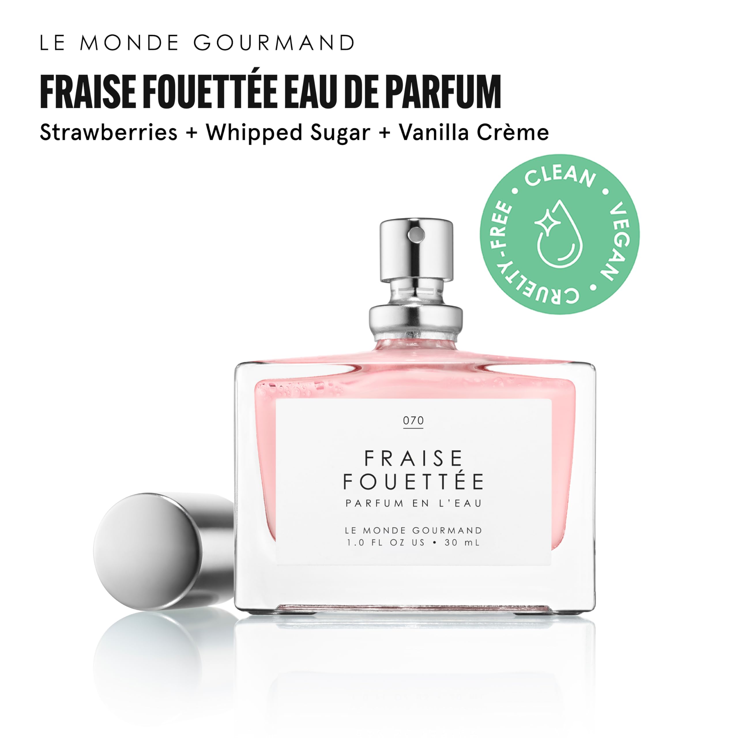 Le Monde Gourmand Fraise Fouettée Spray highlights vanilla note for warmth.