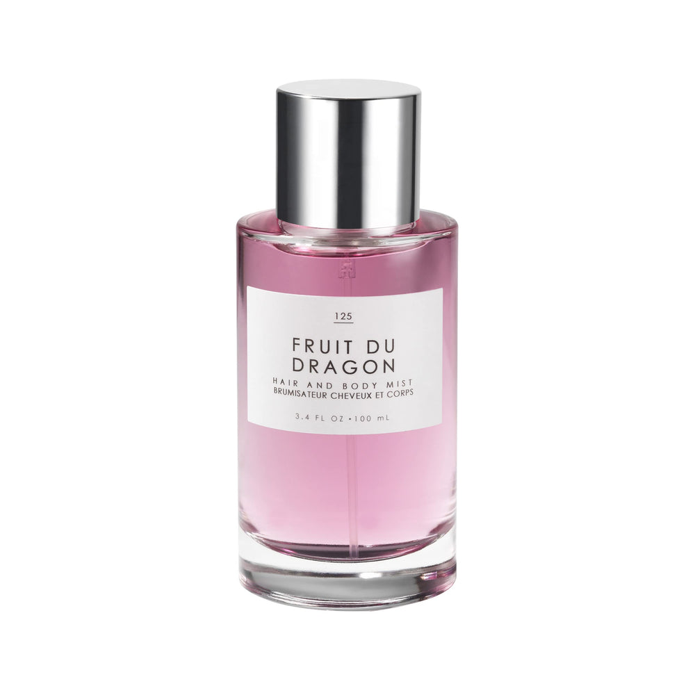 Le Monde Gourmand Fruit du Dragon bottle-pour emphasizes tropical coconut notes for a refreshing mood boost.