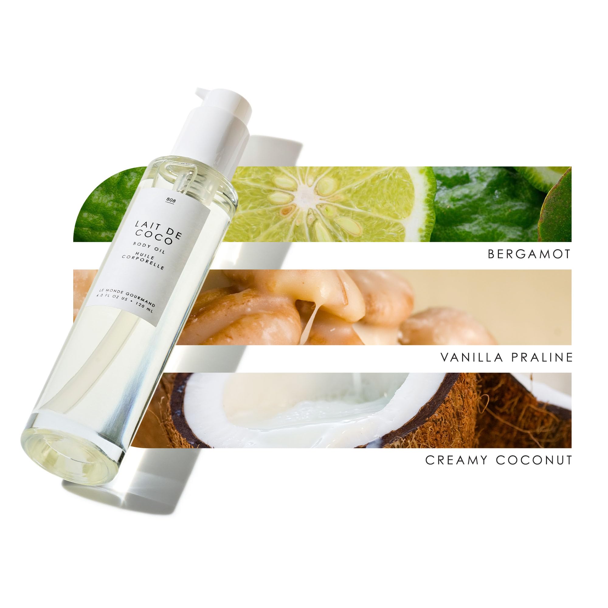 Le Monde Gourmand Lait de Coco Body Oil used as bath oil for pampering skin.