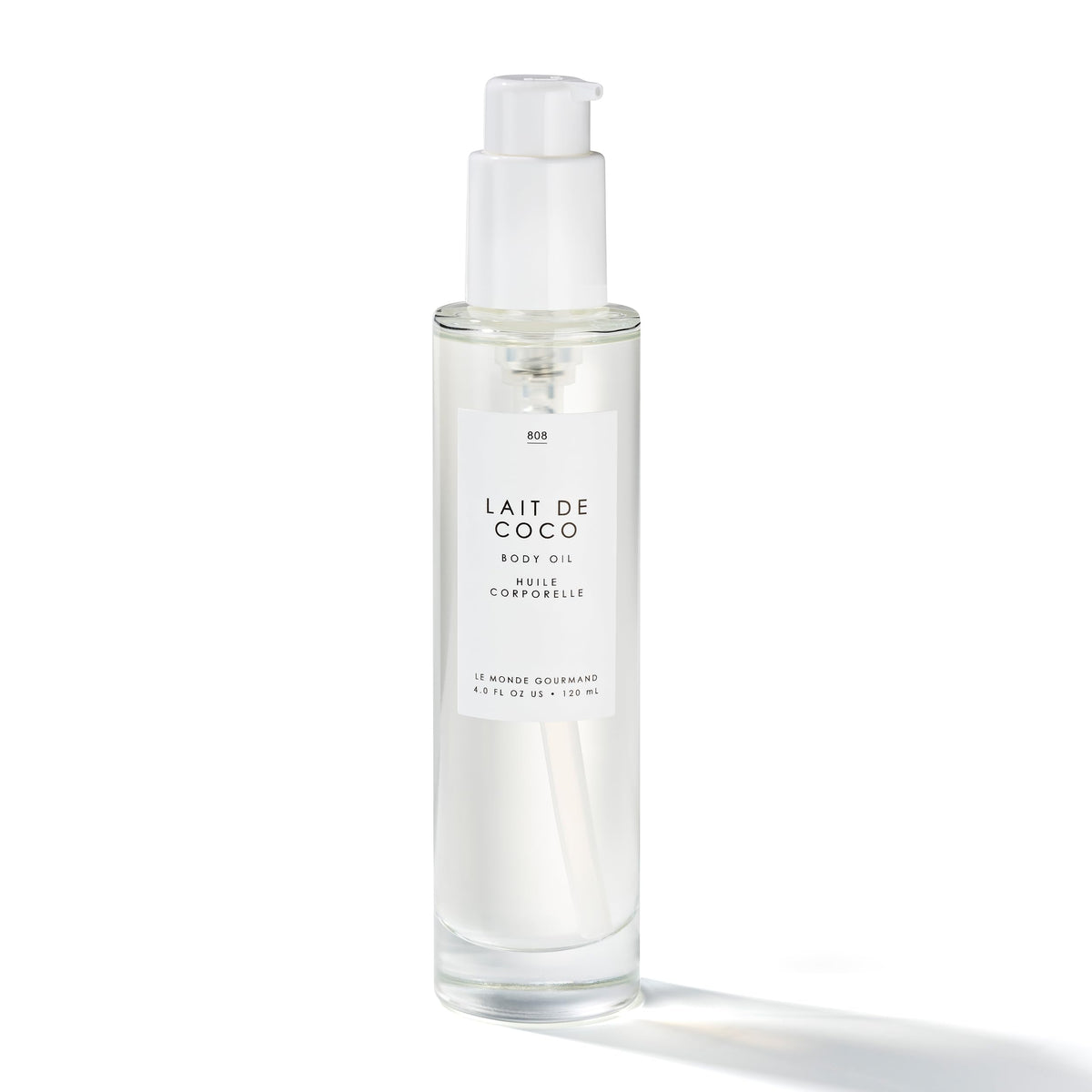 Le Monde Gourmand Lait de Coco Body Oil bottle delivers radiant moisture.