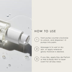 The pump of Le Monde Gourmand Lait de Coco Body Oil demonstrates easy dispensing.