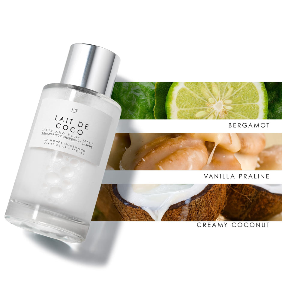 Le Monde Gourmand Lait de Coco mist spray for easy, all-over fragrance.