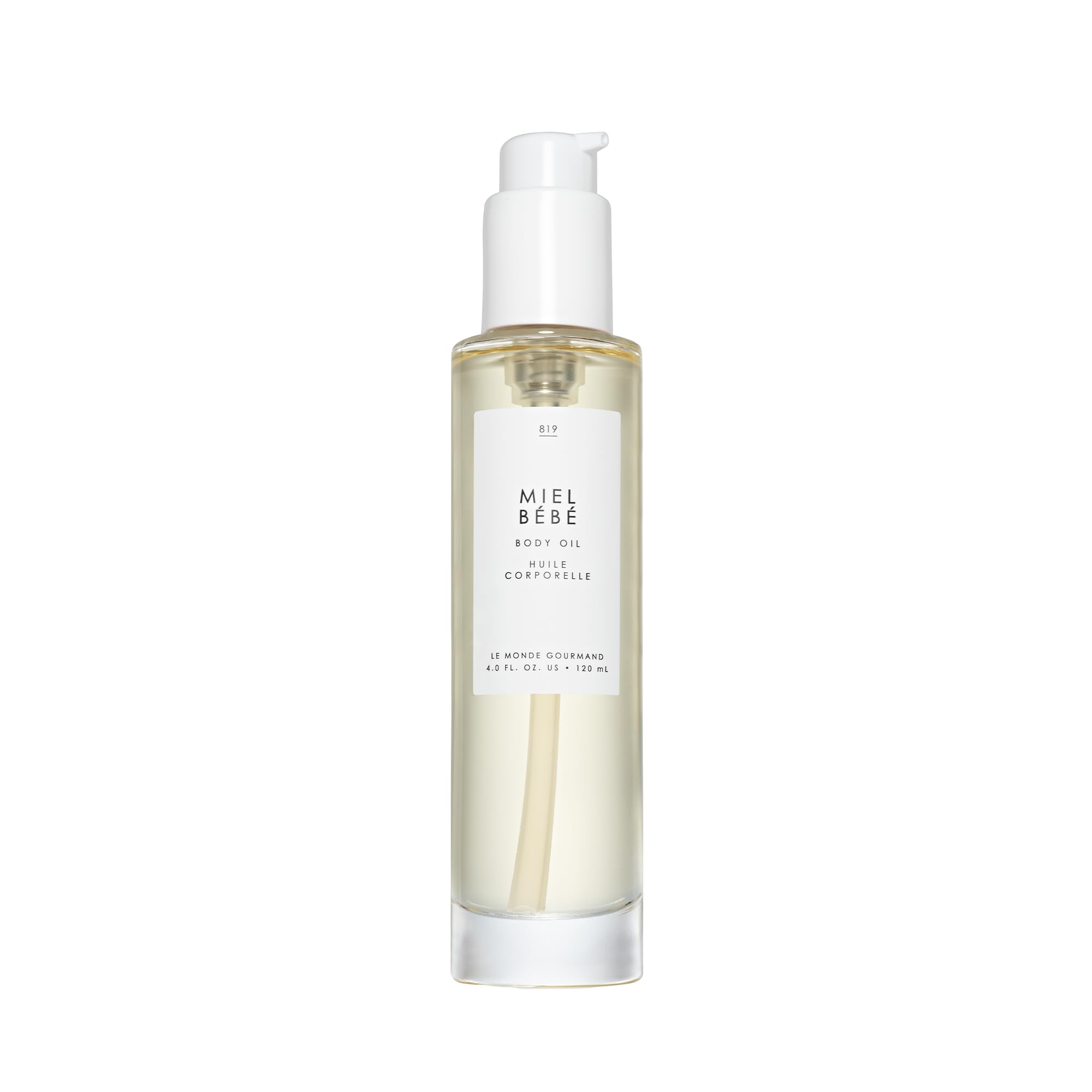 Le Monde Gourmand Miel Bébé bottle shot highlighting premium perfumed body oil