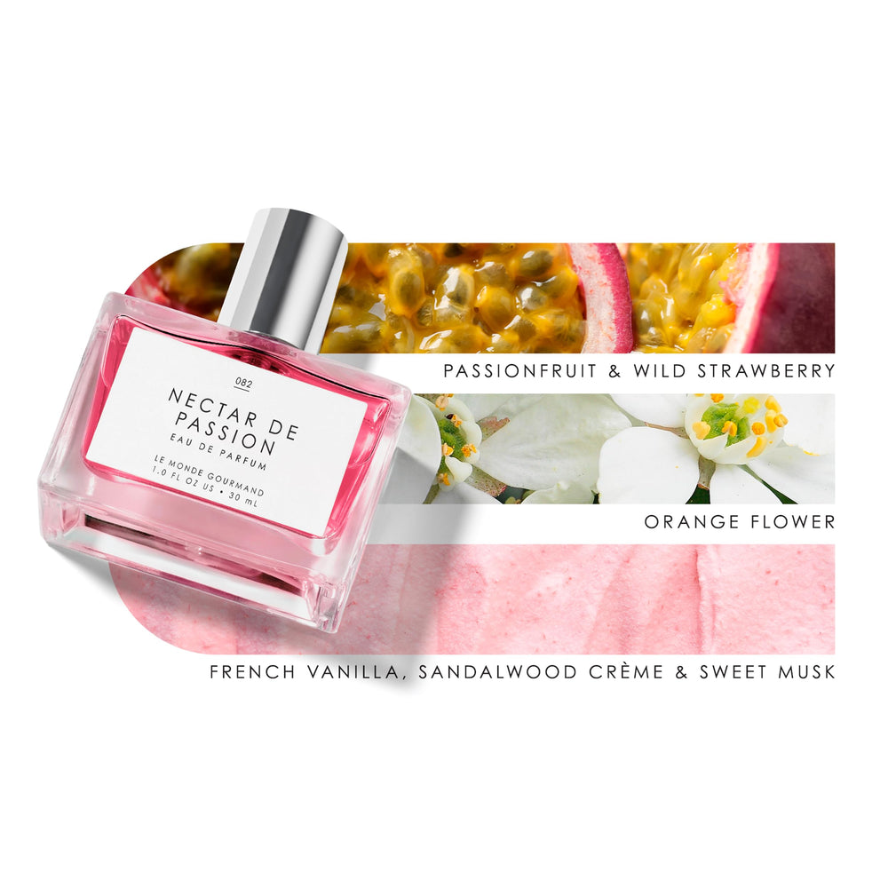 Nectar de Passion top notes of passionfruit and pink grapefruit for vitality.