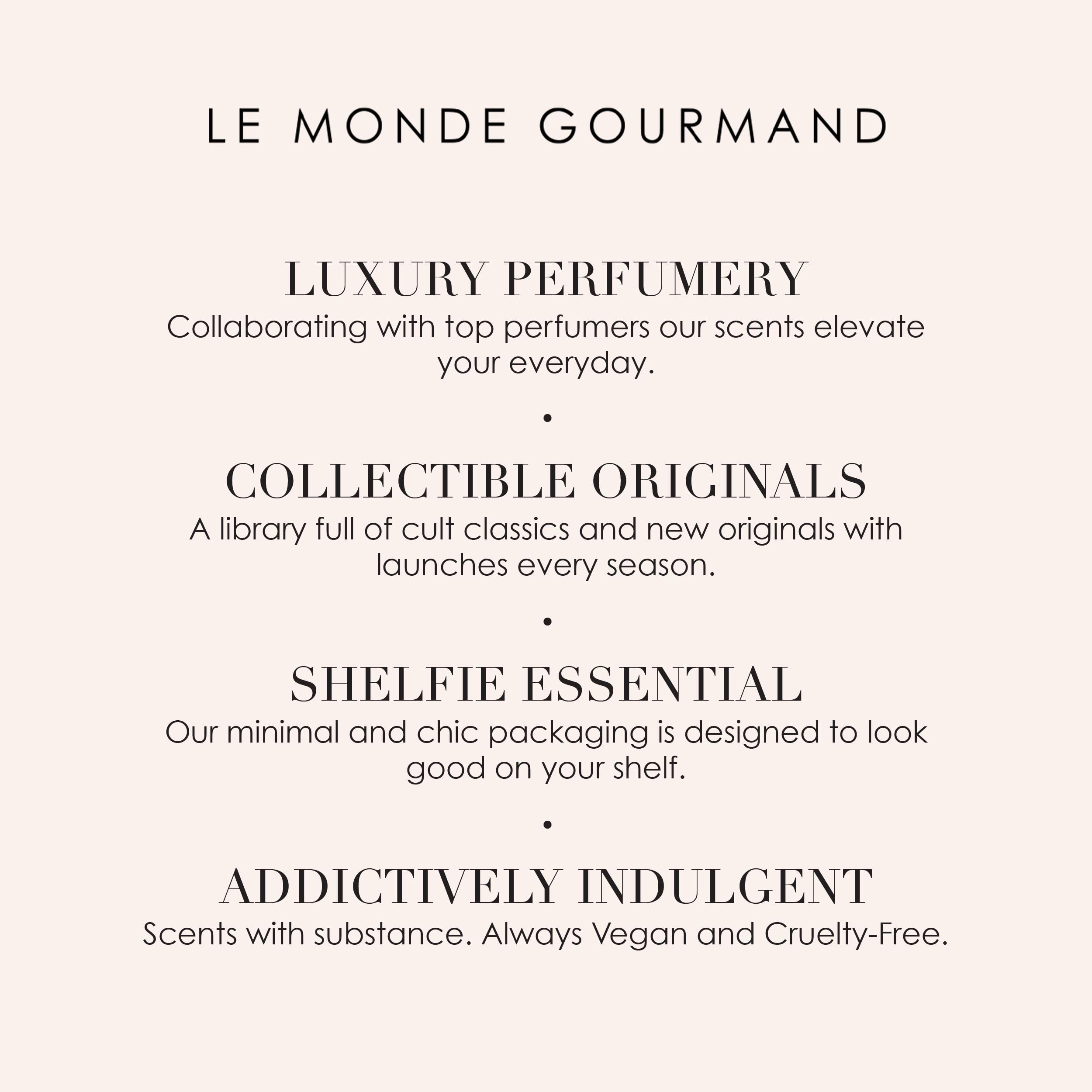 Vegan cruelty-free Le Monde Gourmand represents ethical fragrance choice