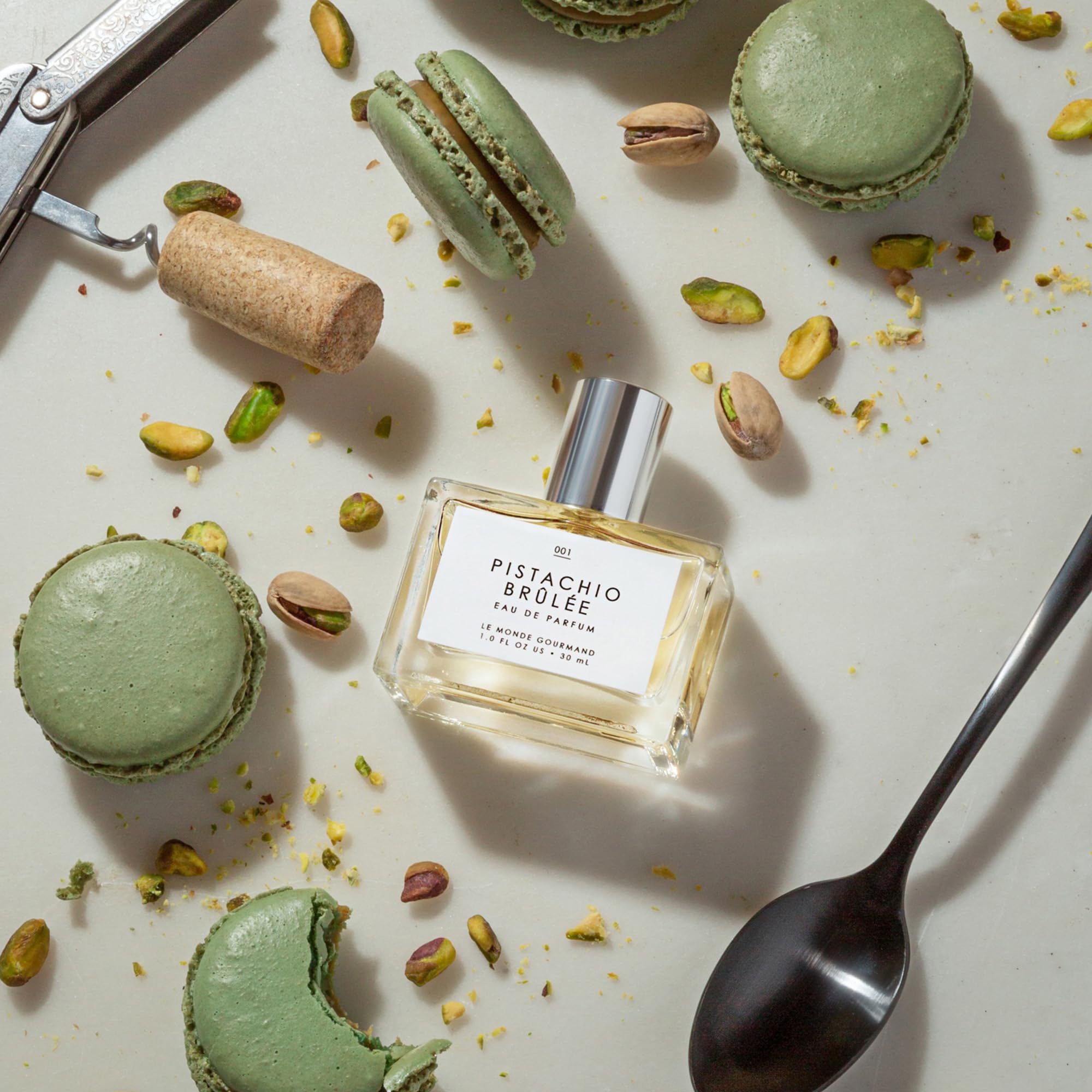 Elegant packaging shot of Pistachio Brûlée indicating thoughtful design