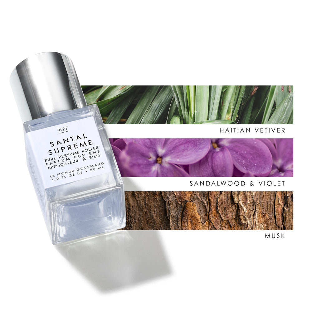 Le Monde Gourmand Santal Supreme cap and label detail conveys premium craftsmanship.