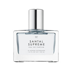 Le Monde Gourmand Santal Supreme Spray bottle highlights sandalwood warmth for evening wear.