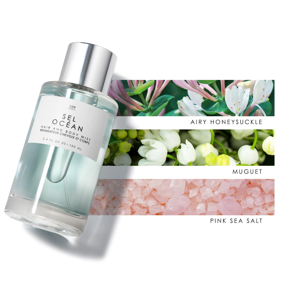 Le Monde Gourmand Sel Océan mist spray emphasizes light reach for hair and skin