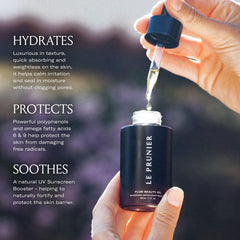 Le Prunier Plum Beauty Oil drop application demonstrates fast absorption and nourishment