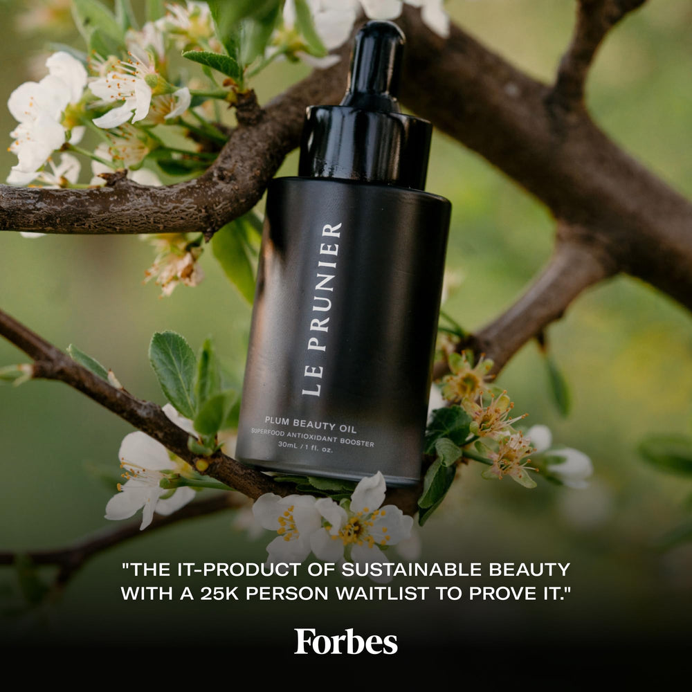 Le Prunier Plum Beauty Oil softens skin for a dewy balanced look