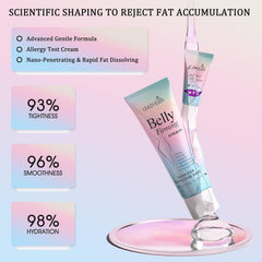Leadyeah B Flat Belly Cream being applied to the tummy for firming effect.