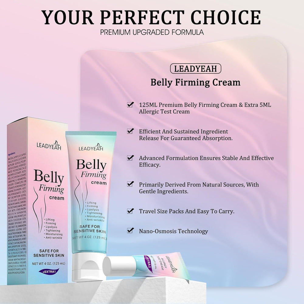 Leadyeah B Flat Belly Cream 5 ml test vial included for sample experience.