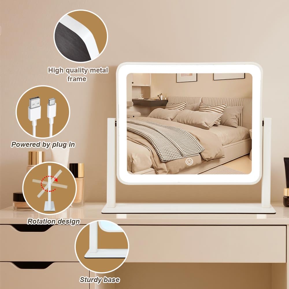 Leadzones vanity mirror aluminum frame provides sturdy support and durability.