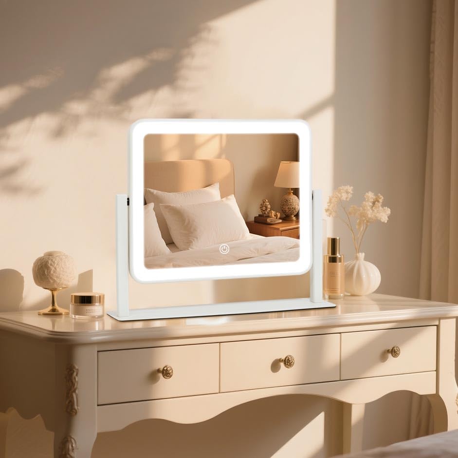 Leadzones vanity mirror on desk or vanity setup for everyday skincare routine.