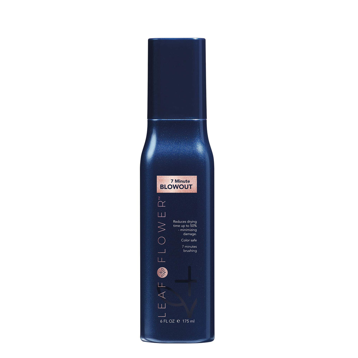 Leaf & Flower 7 Minute Blowout bottle—compact styling for faster blow-dry.