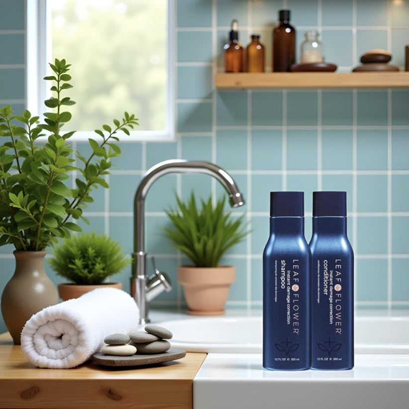 Leaf & Flower conditioner closeup shows lightweight emollients delivering lasting moisture