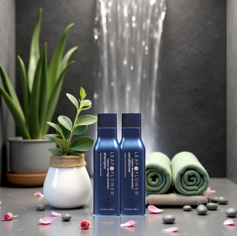 Leaf & Flower duo-set blue packaging on display for easy routine and color-safe care