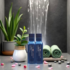 Leaf & Flower duo-set blue packaging on display for easy routine and color-safe care
