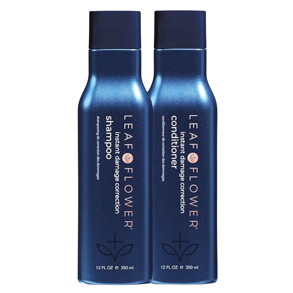 Leaf & Flower shampoo bottle in blue packaging highlighting gentle scalp cleansing and plant-based care