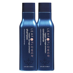 Leaf & Flower shampoo bottle in blue packaging highlighting gentle scalp cleansing and plant-based care