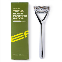 Leaf Shave Leaf Razor pivoting head delivers contour-following glide for a comfortable shave.