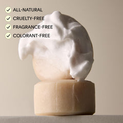 Leaf Shave soap-bar-solid-form close-up highlights natural ingredients for gentle shave prep.