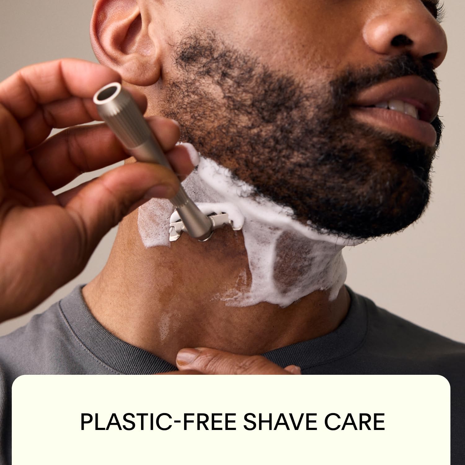 Leaf Shave unscented-bar-on-skin emphasizes fragrance-free care for sensitive skin users.