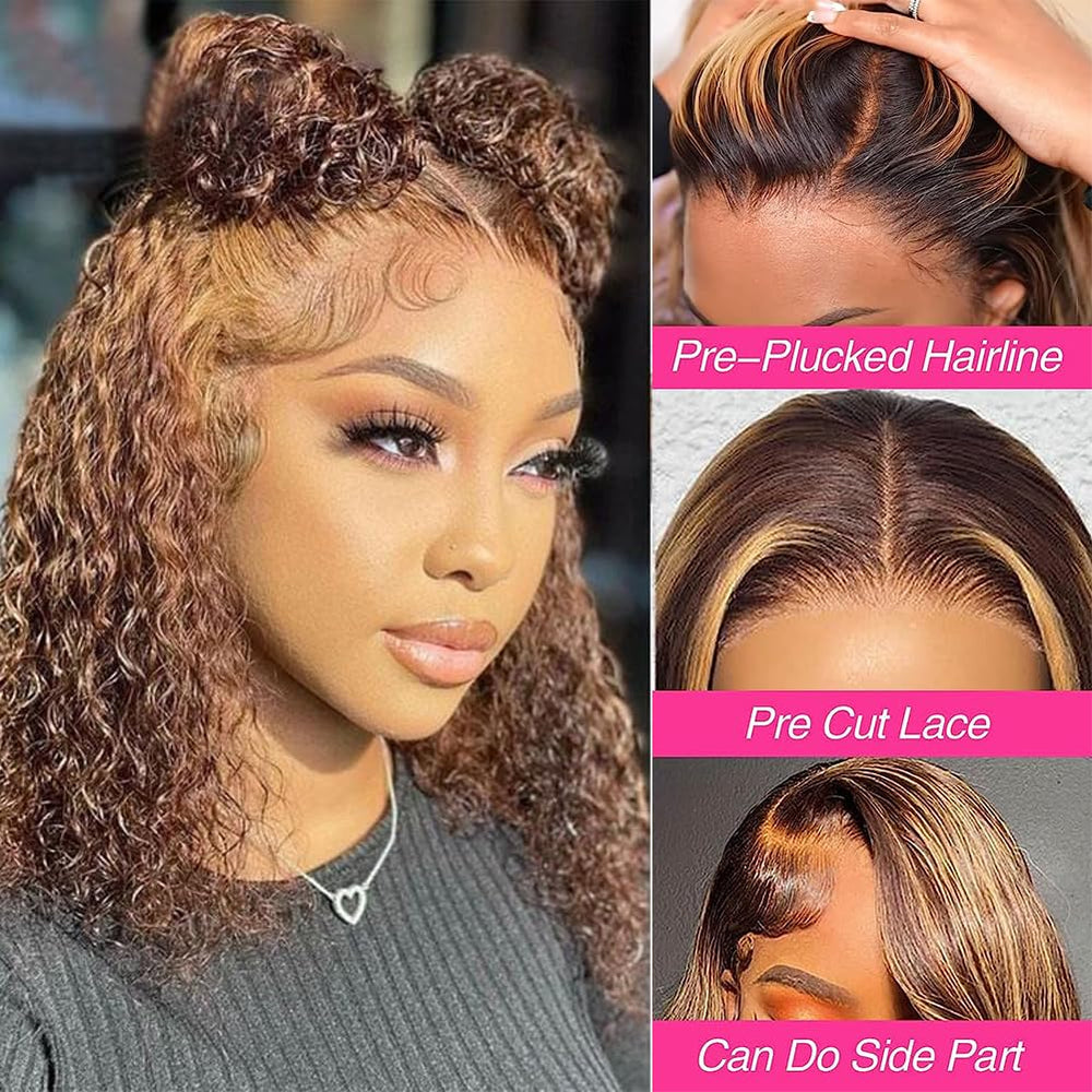 Lealife highlight blonde wig side view showing secure fit and soft waves.