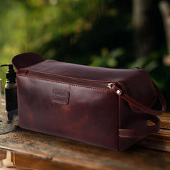Leather Village cherry brown leather detail showing vintage finish and durable craftsmanship.