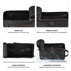 Leather Village dopp kit with YKK zipper ensures smooth secure closure.